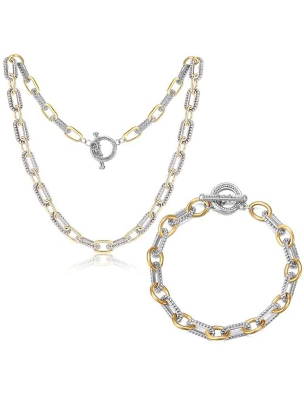 Fashion Link Chain Necklace Bracelet Set